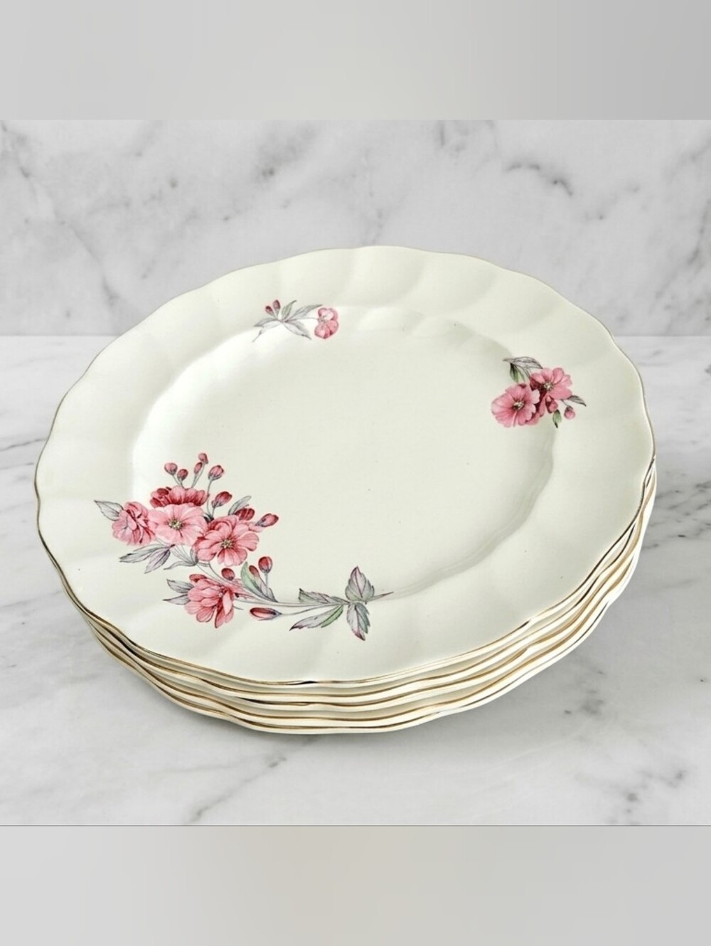 5 Johnson Bros "Old Chelsea" Vintage Dinner Plates (Made in England) Set Of 5